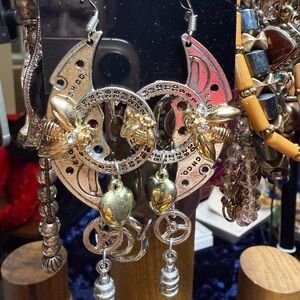 Gold and Silver Horseshoe Earrings with Crystal Accents